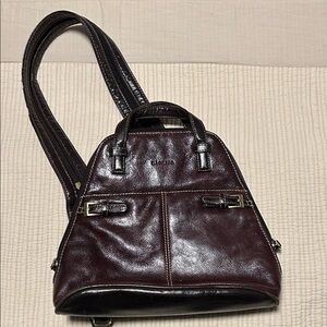 Small Women's Leather Backpack Purse - Dark Brown